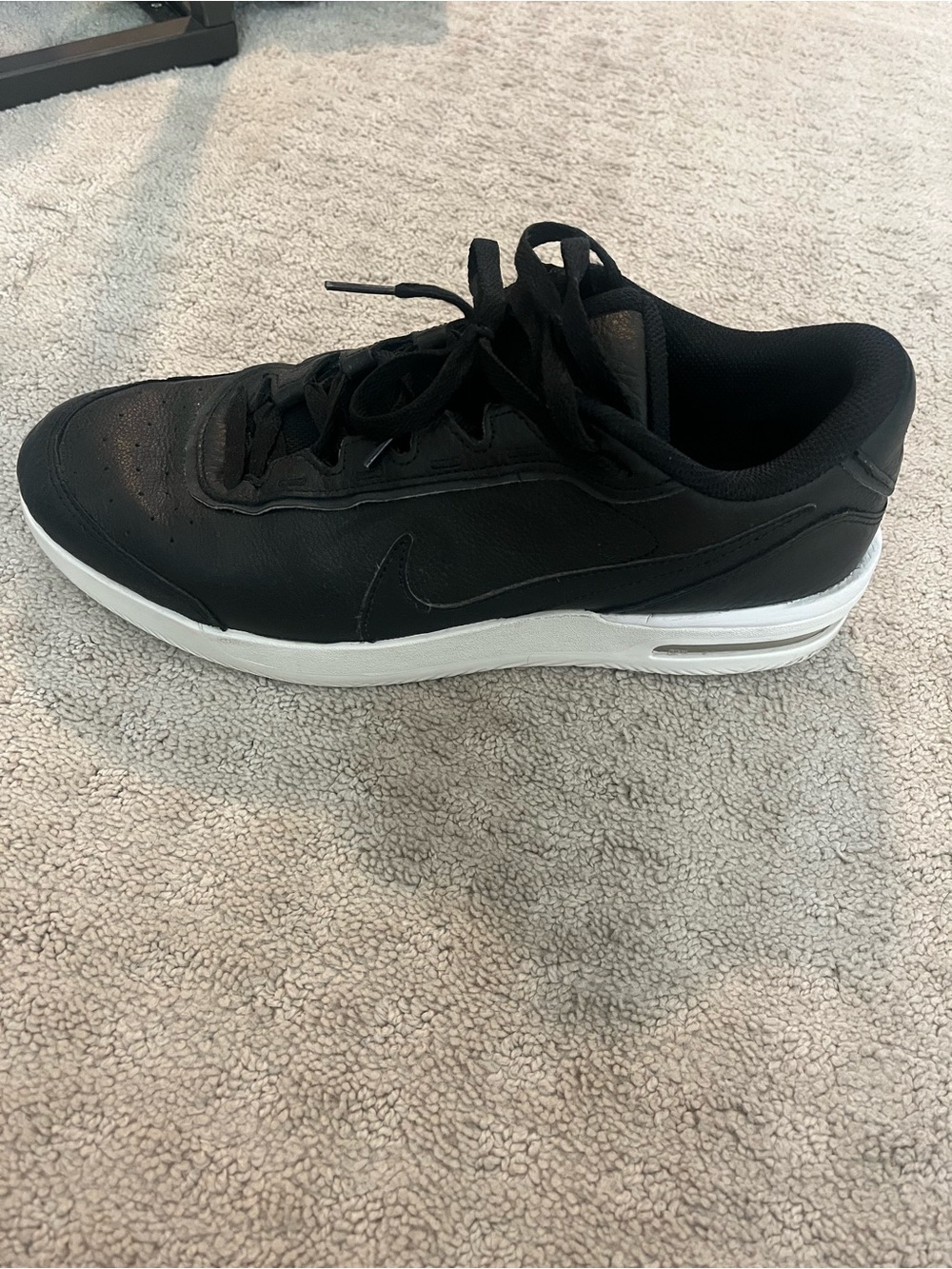 Nike Men's Black Leather Athletic Shoes with White Sole